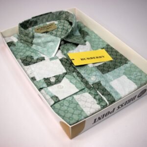 Men's Diamond-Lattice Patchwork Print Shirt - Sage Green