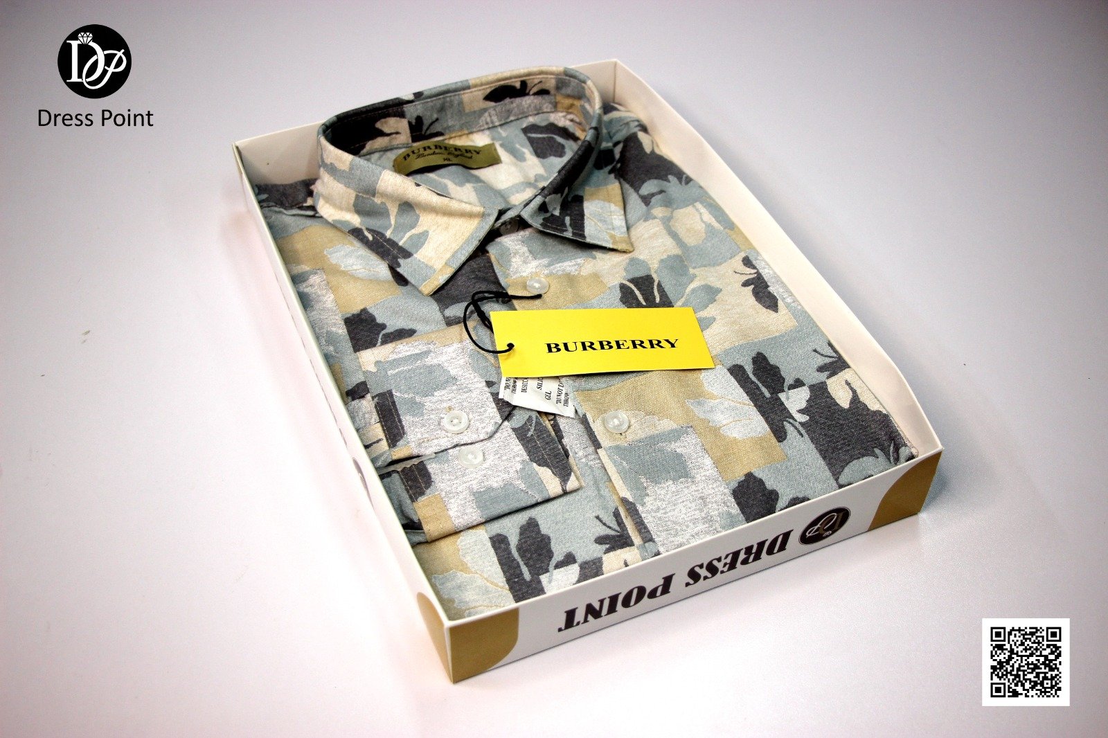 Men's Floral Camo Print Shirt - Grey Beige