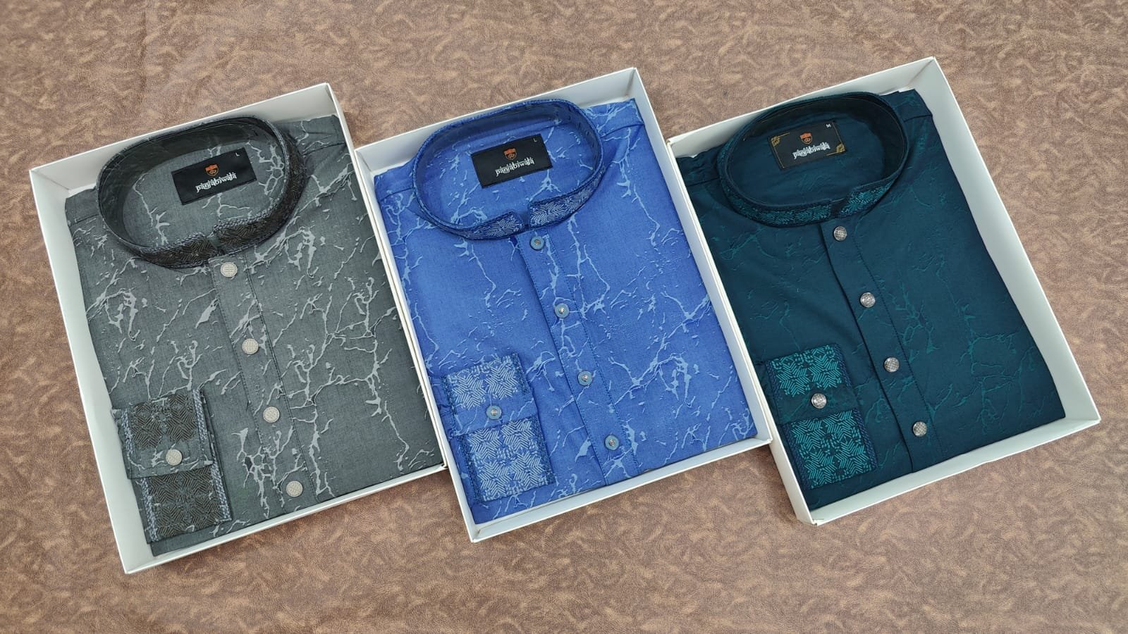 Men's Floral Metallic Patchwork Print Shirt - Lavender