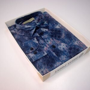 Men's Geometric Medallion Print Shirt - Teal Blue