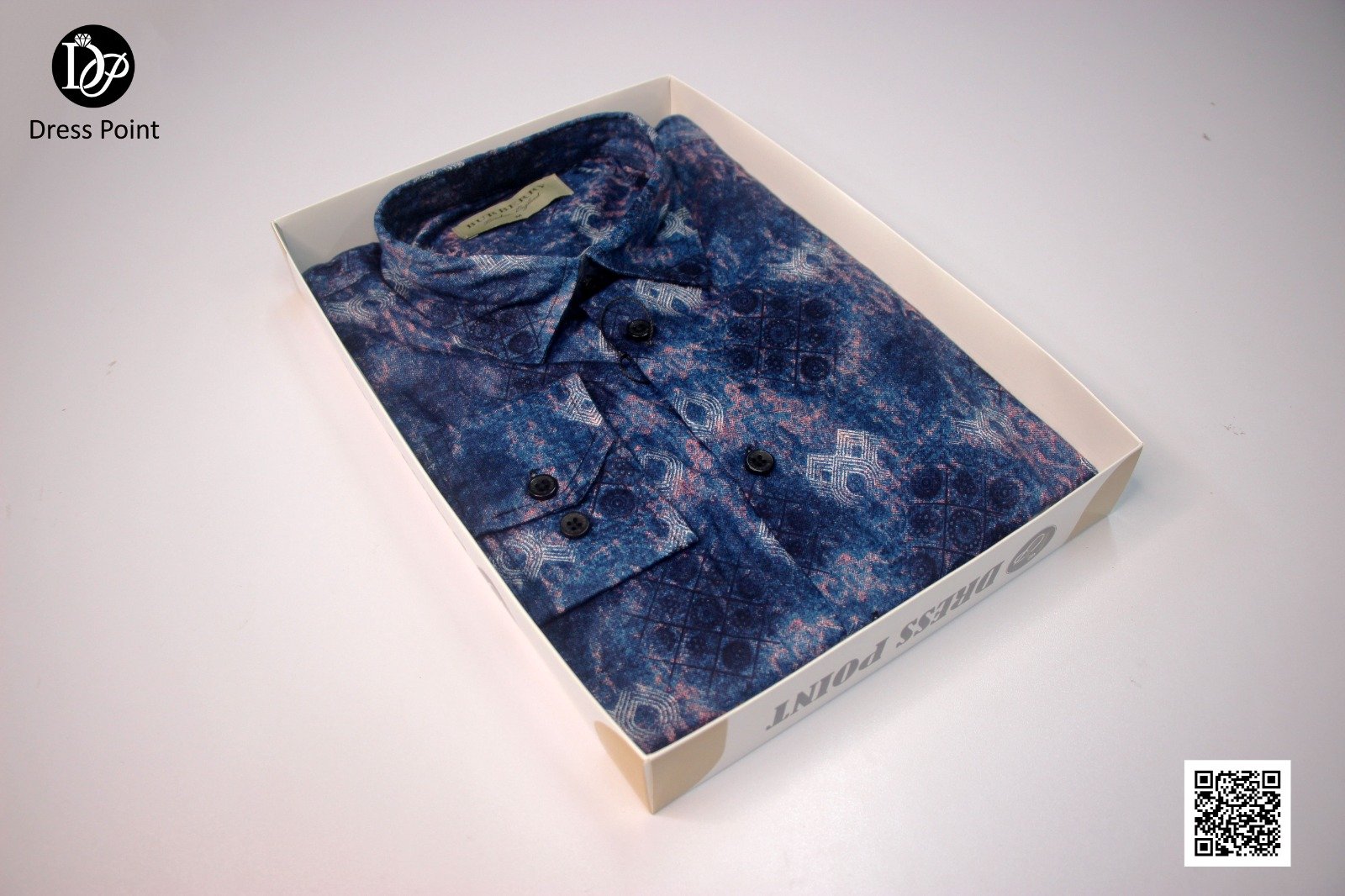 Men's Geometric Medallion Print Shirt - Teal Blue