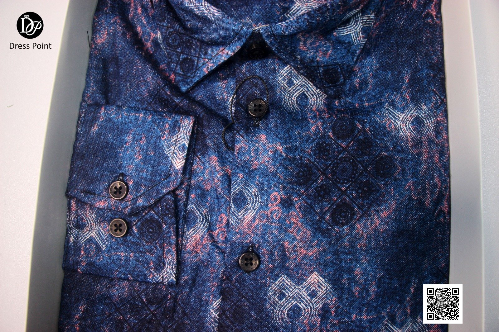 Men's Geometric Medallion Print Shirt - Teal Blue - Image 3